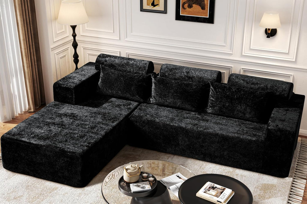 Homguava Modular Sectional Couches for Living Room,105" Cloud Couch with L-Shape Chaise,Comfy Sofa Living Room Couch