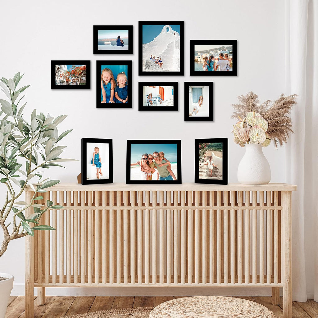 Set of 10 Picture Frames with Shatter-Resistant Glass - Gallery Wall Frame Set with Two 8x10, Four 5x7 and Four 4x6