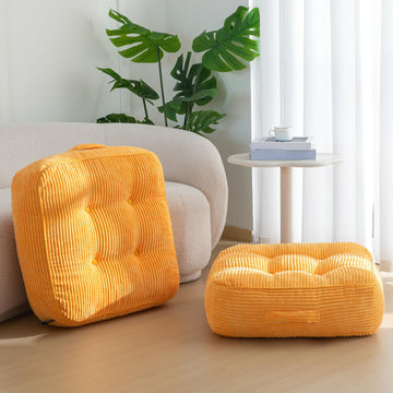 8" Extra Thick Floor Pillow Cushion for Adults, Meditation Cushion Pillow, Large Square Floor Sitting, Tufted