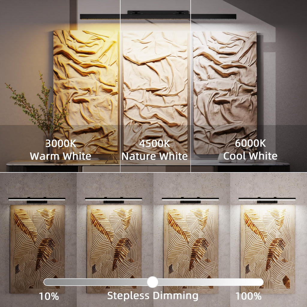 Large Battery Operated Wireless Picture Light,Rechargeable 39.4inch Painting Display Light,Remote Control Wall Lights
