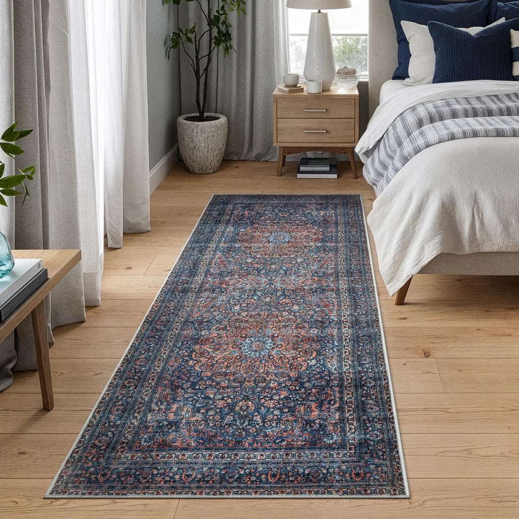 Washable Non-Slip 10 ft Runner - Multicolor Traditional Medallion Runner, and Kitchen - Exact Size: 2.5' x 10'