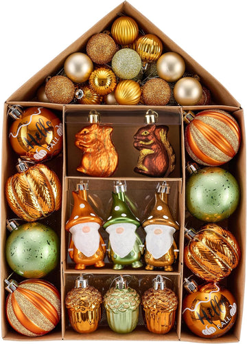 Fall Ornaments Shatterproof Tree Decorations - Set of 40