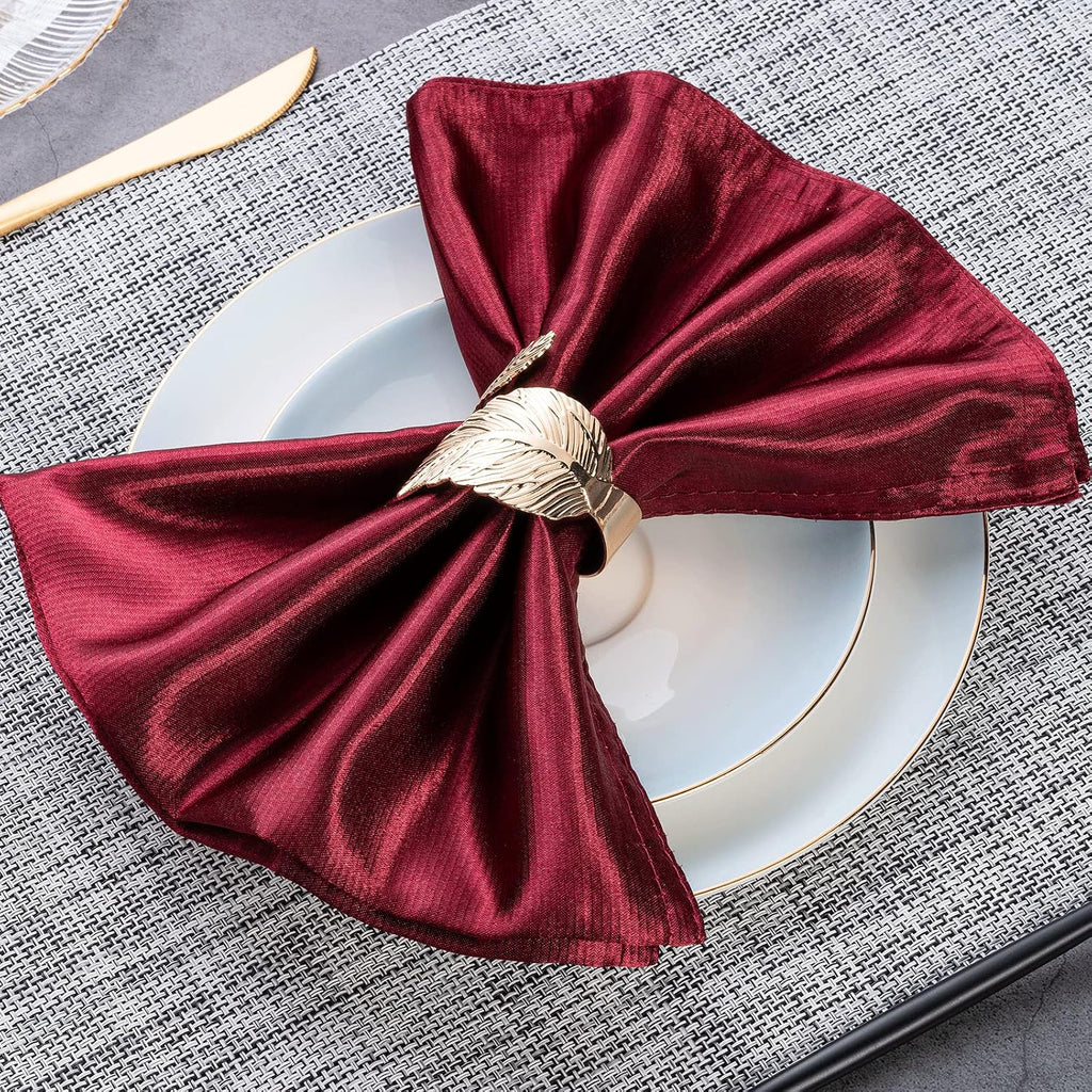 Gold Leaf Napkin Rings, Metal Material - Set of 8
