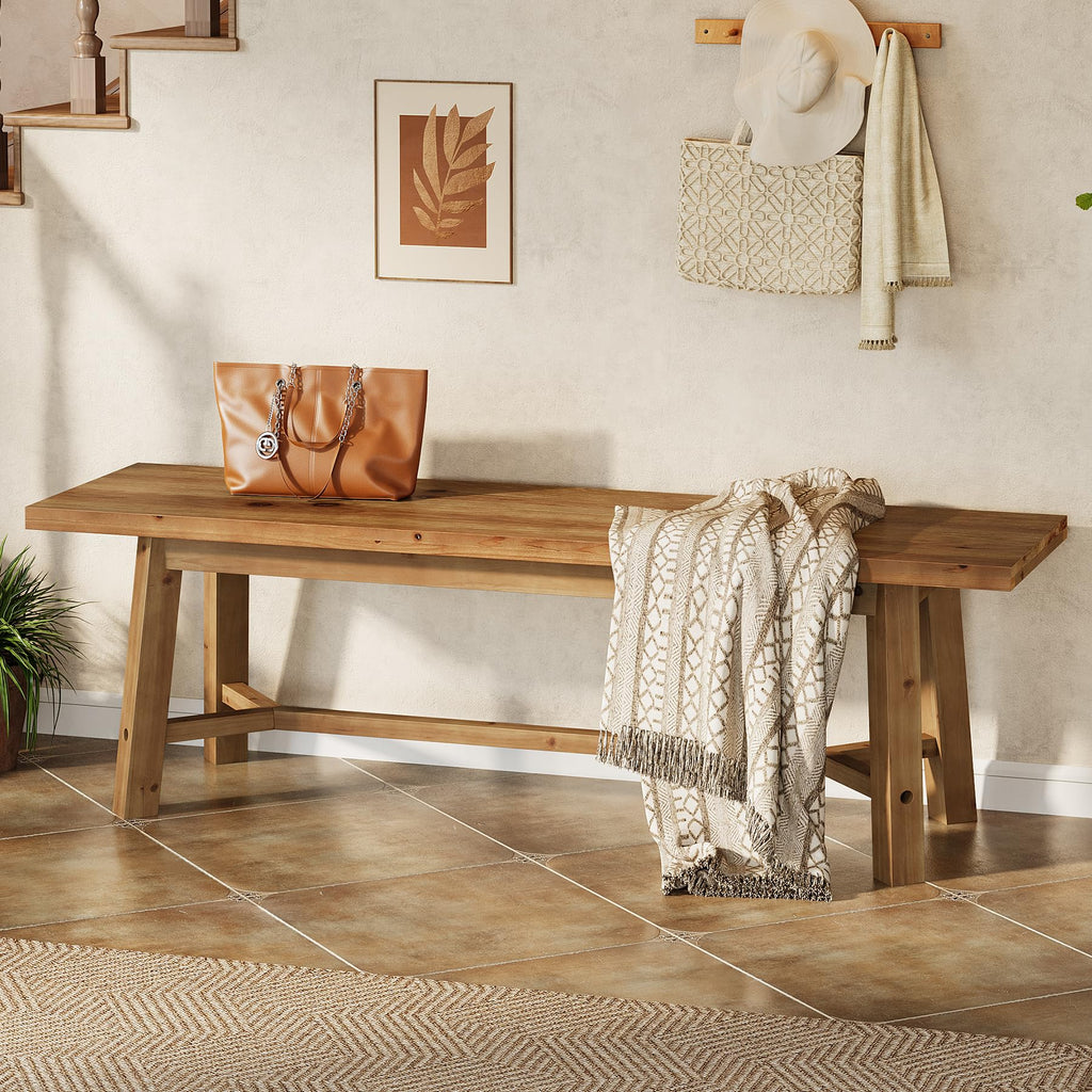 55" Solid Wood Bench, Farmhouse Bench Seat