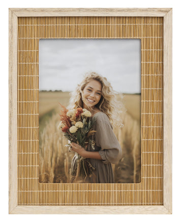 Boho 5x7 Picture Frame Bamboo Woven Rattan Photo Frame