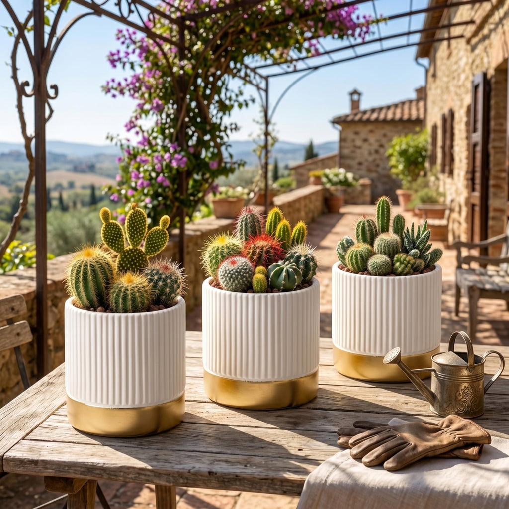 Set of 3 Cement Planter Pots with Drainage Hole, 4 inch Plant Pots for Plants Indoor Houseplants, Succulent Pots