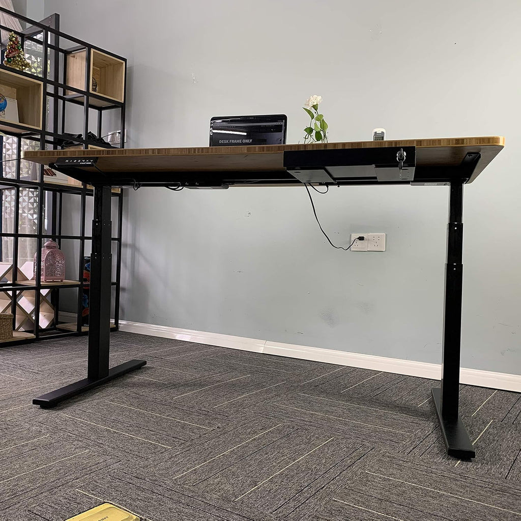 VJ201-S3 Dual Motor 3-Stage Electric Sit Stand Desk Frame Only, Black