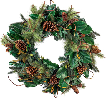 30 Inch Pre-Lit Artificial Christmas Wreath, Magnolia Leaf