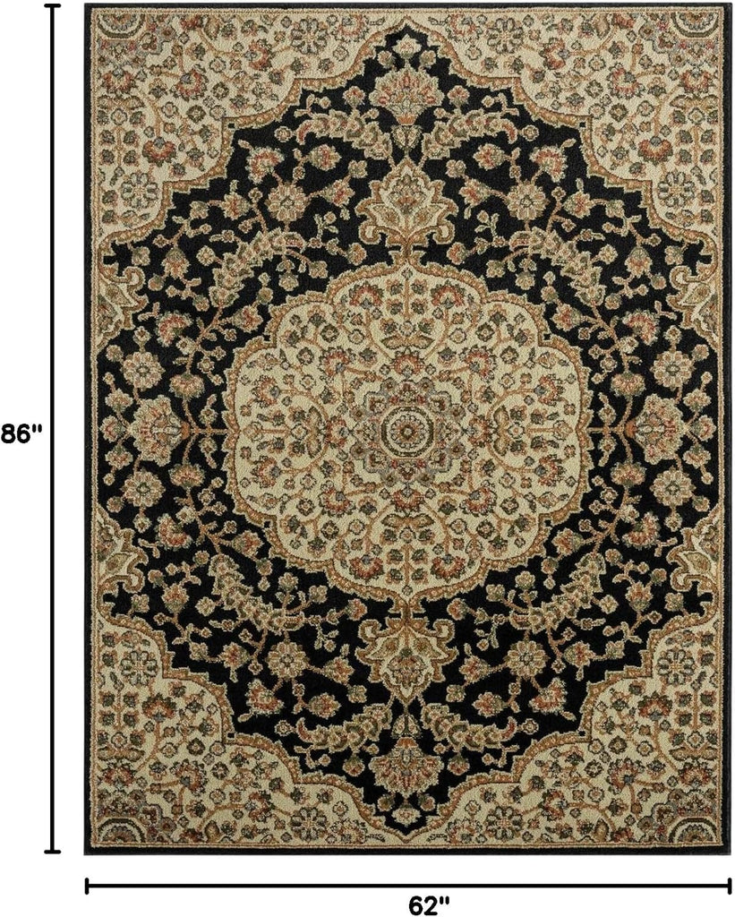 Dynamix Royalty Medallion Traditional Area Rug, Black/Ivory, 7'8"x10'4"