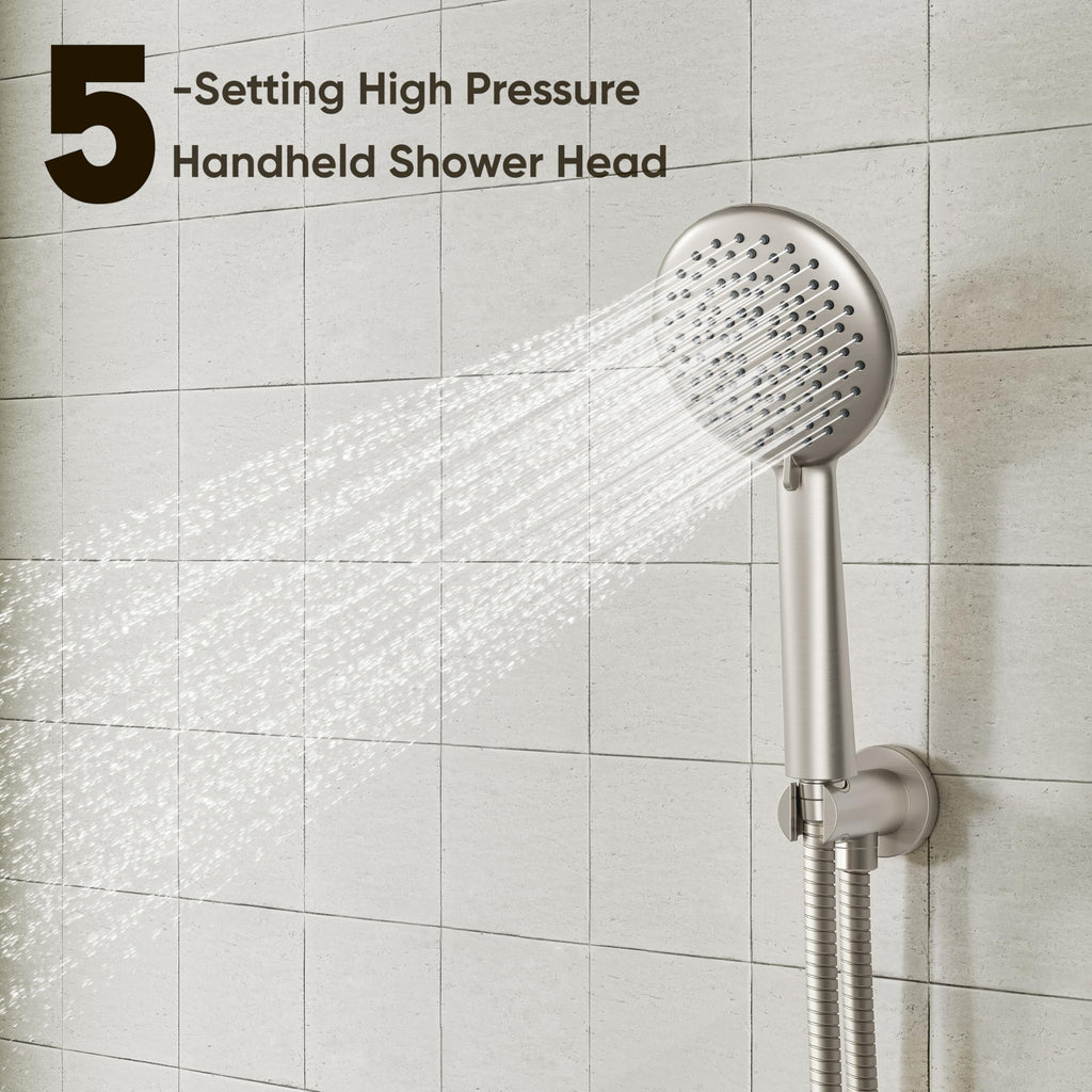 Shower System, 10" Rain Shower Head with Handheld, Brushed Nickel