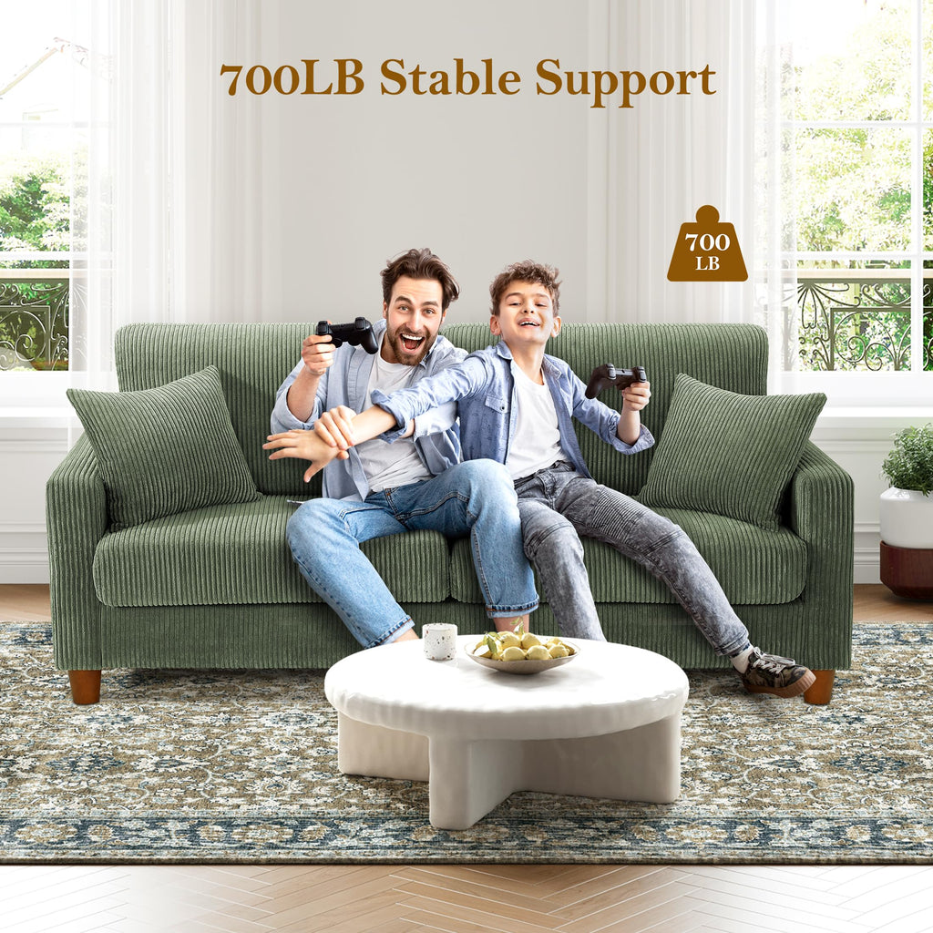 70in Corduroy Couch, Small Loveseat Sofa, Oliver Corduroy Couch