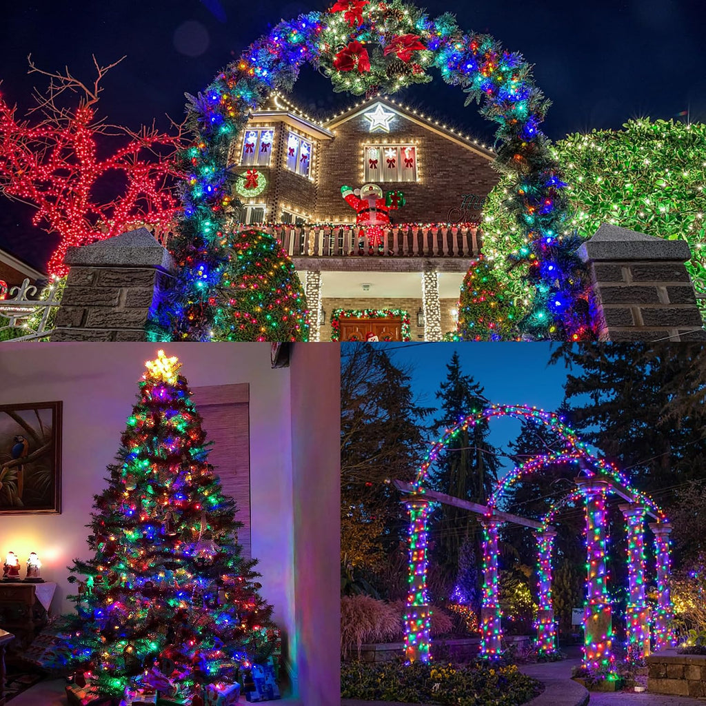 1000LED Christmas Lights, Extra Long 328FT Xmas Green Wire Fairy String Lights Plug in Outdoor, Remote Control & 8