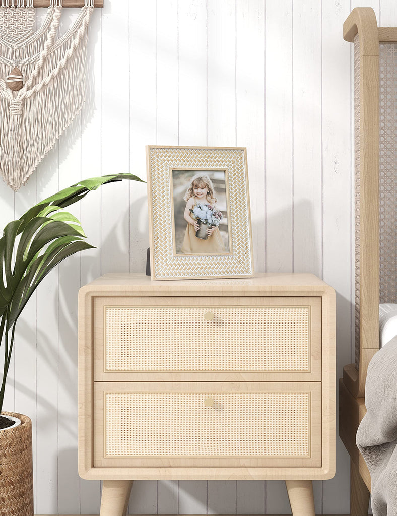 Boho 5x7 Picture Frame Beige Rattan Photo Frame