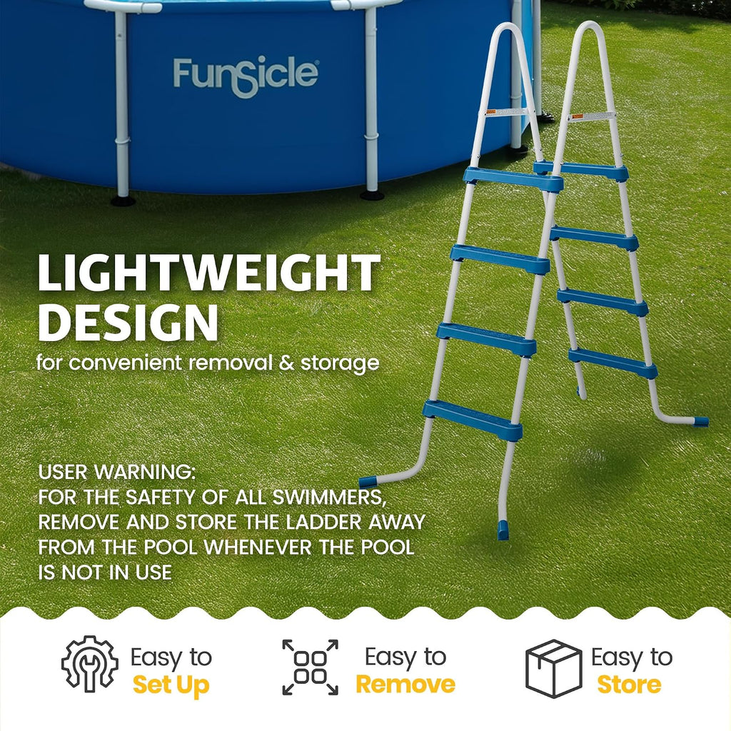 52" SureStep Pool Ladder, for Above Ground Swimming Pools, Blue & White | Lightweight, Removable Ladder with Non-Slip
