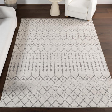 Blythe Grey Trellis Power Loomed Area Rug, 8' x 10'