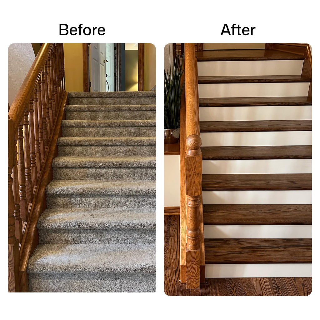 Stair Remodel/Stair Refinishing Kit, Includes 2 Stair Treads, 2 Risers, and 2 Returns - Real Wood Look and Texture