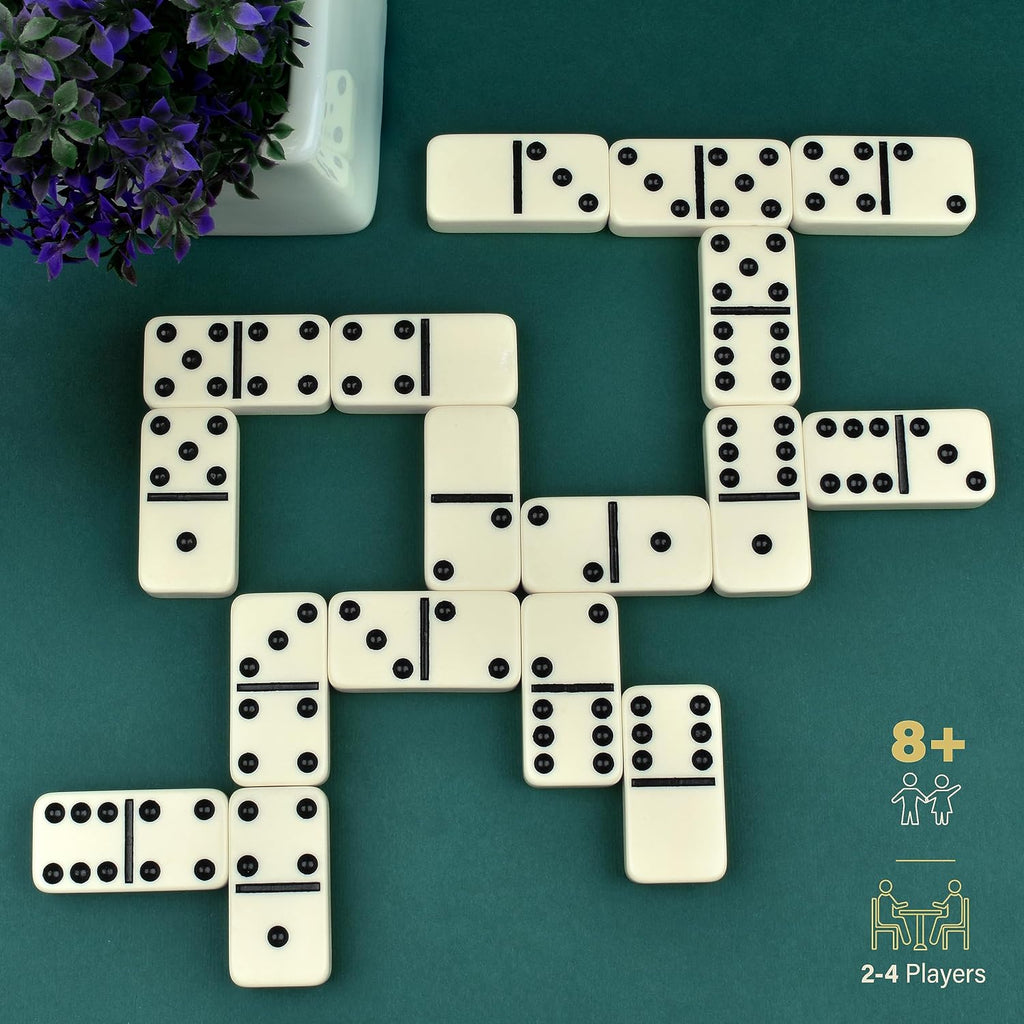 Jumbo Dominoes Set for Adults and Kids - Domino Set for Classic Board Games - Jumbo Dominoes Double 6 for Travel