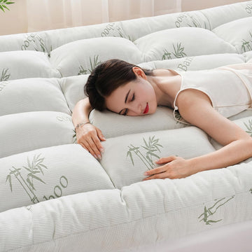 3 Inch Queen Mattress Topper, Breathable Bamboo Viscose Air Layer | Cooling Memory Foam Mattress Topper for Back Pain