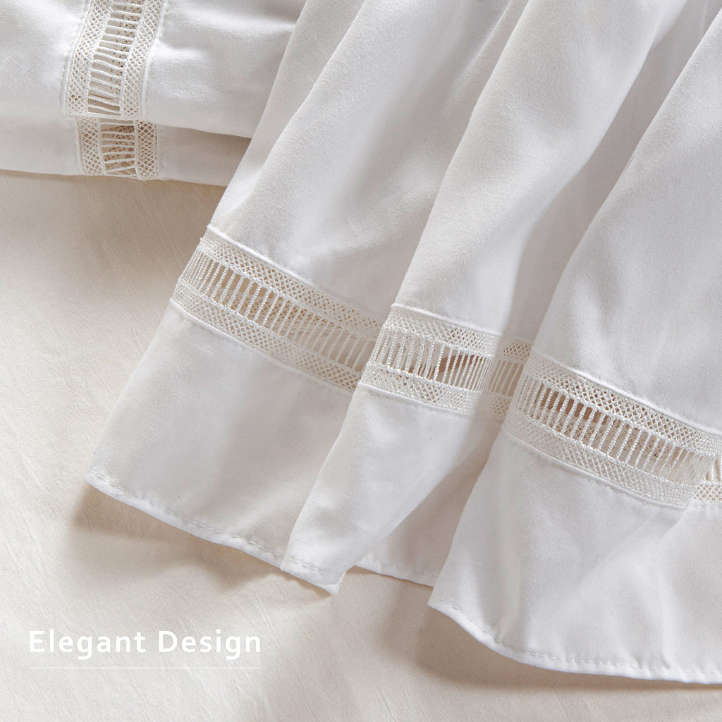 Wrap Around Ruffled Lace Bed Skirt, Elastic Dust Ruffle with Adjustable Belts, Easy to Put On, Bed Frame Cover