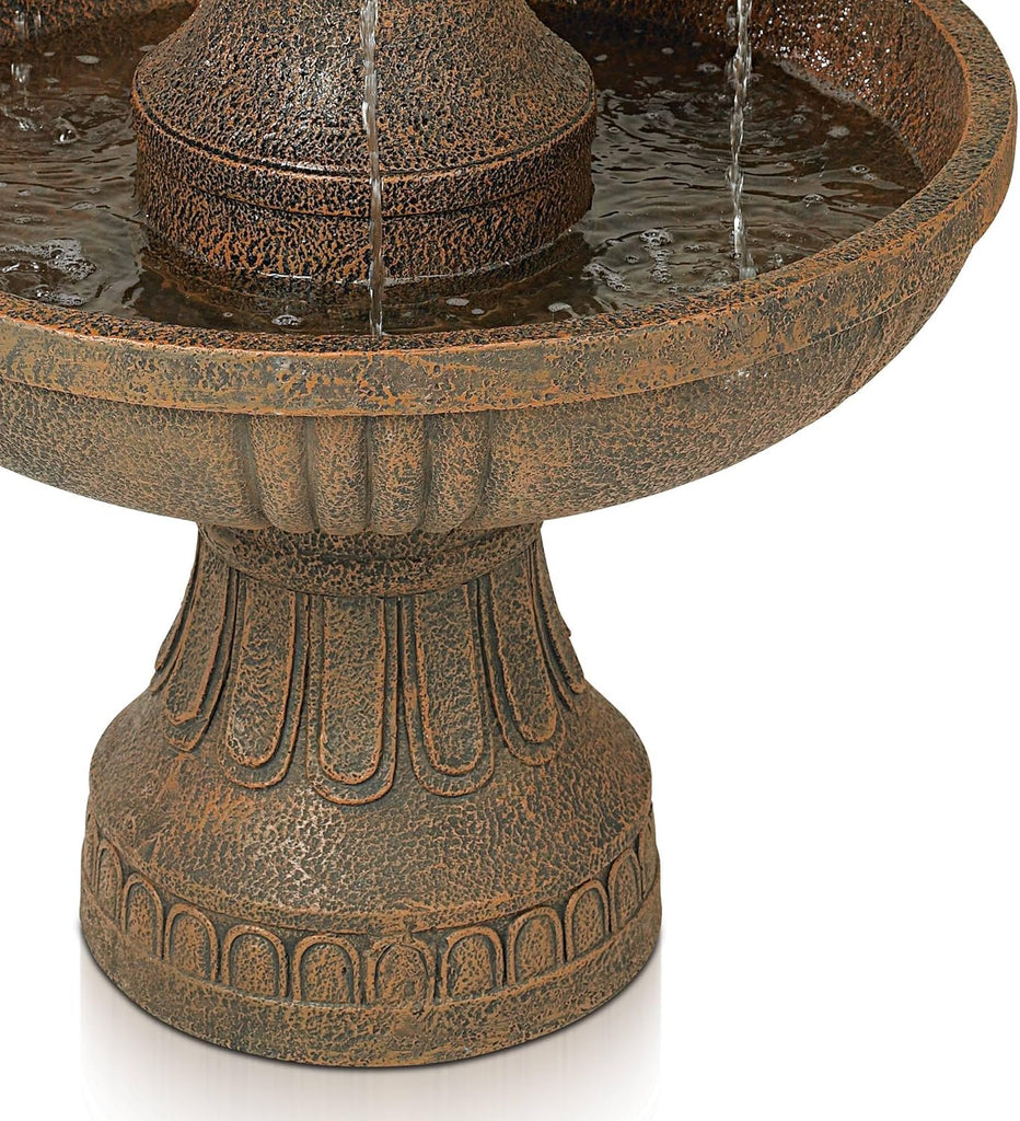 Ravenna 43" High Large Italian Indoor Outdoor Decor Faux Stone Floor Fountain Standing Waterfall 3-Tier Basin Tall