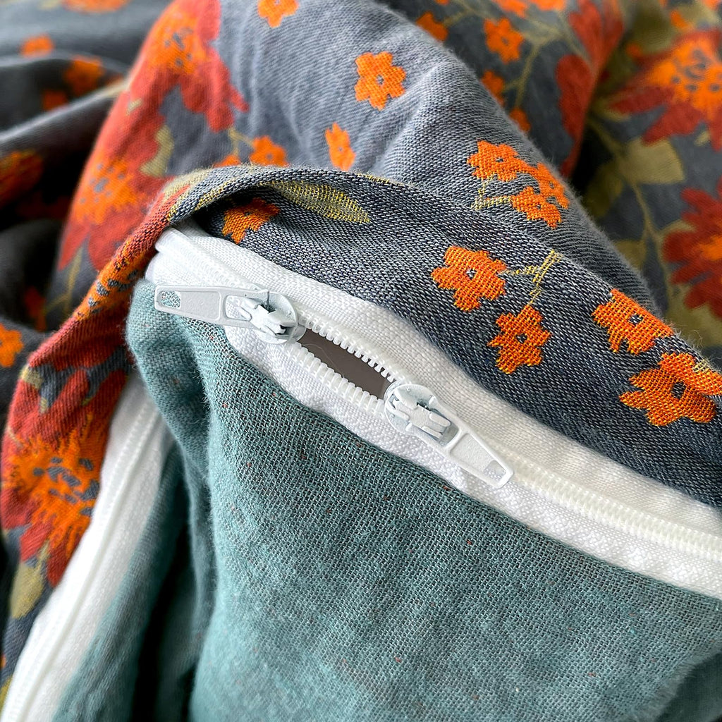 Vintage Garden Floral Duvet Cover Queen Soft 100% Muslin Cotton Jacquard Texture Bedding Set Chic Vibrant Floral