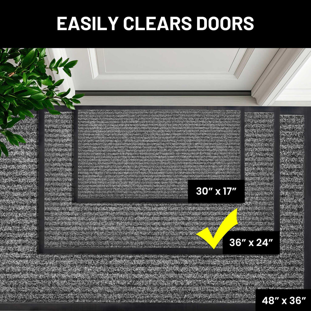 Front Door Mat, Indoor Outdoor Welcome Muddy Doormat, 36x24 Battleship Gray