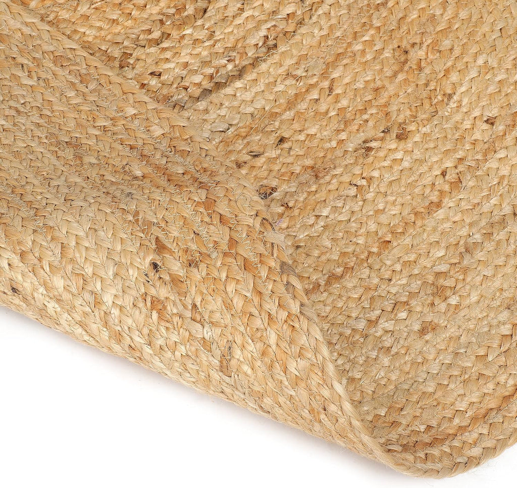 Hand Woven Jute Area Rug - Circle Boho Round Jute Rug 5 Foot | 5' Round - Rustic Beige Reversible Farmhouse Rugs