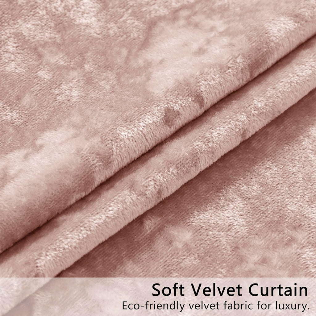 Pink Crushed Velvet Curtains 52x84inch Rod Pocket-2P - Set of 2