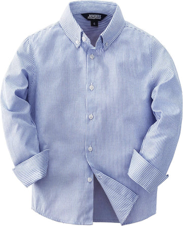Boys Oxford Dress Shirts Striped Button Down Shirt Long Sleeve