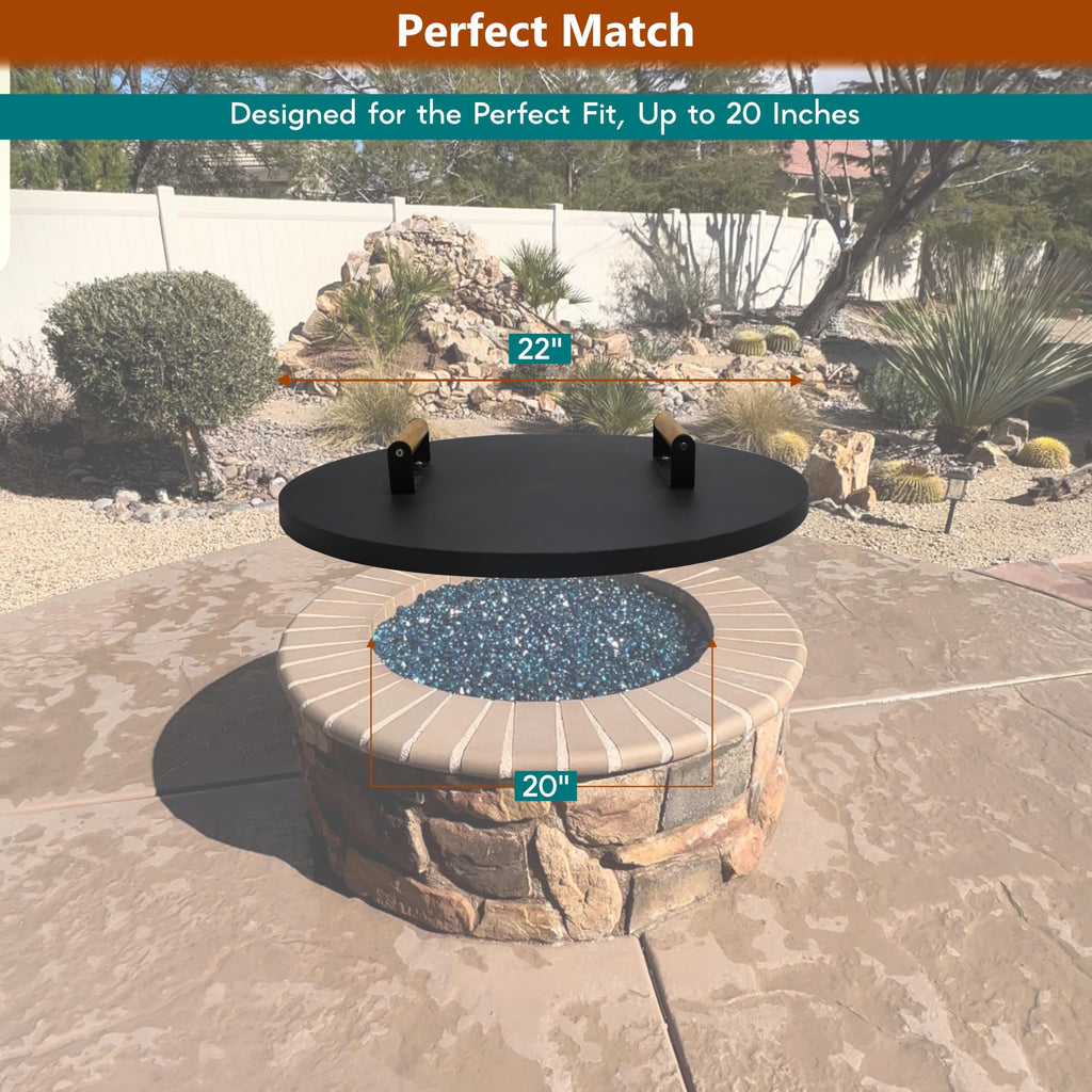 22" Round Firepit Lid - Fits Inside up to 20" Gas Fire Pit Lid
