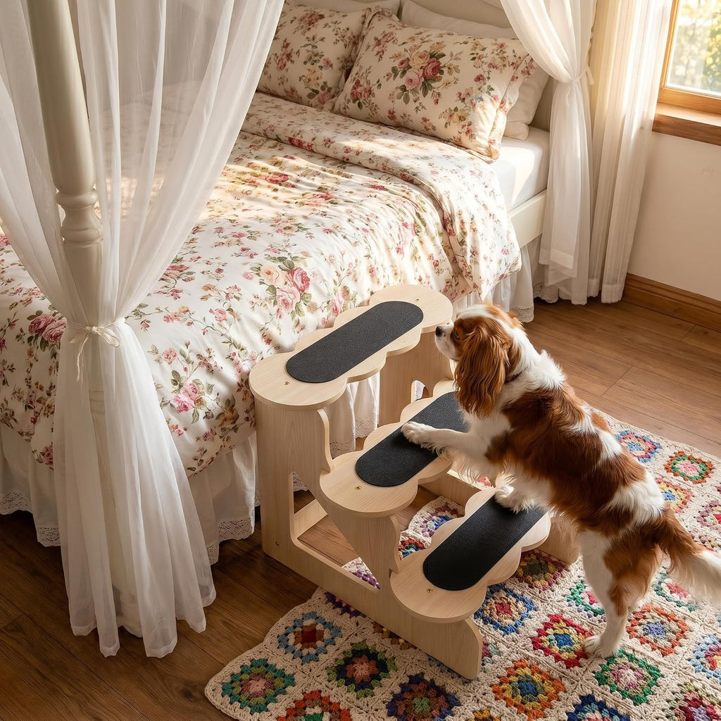 Wood Dog Stairs for Bed