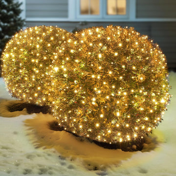 Led Christmas Net Lights Outdoor Christmas Bushes Lights 120Led 6ftx5ft, Connectable Outdoor Indoor Mesh Net Lighting