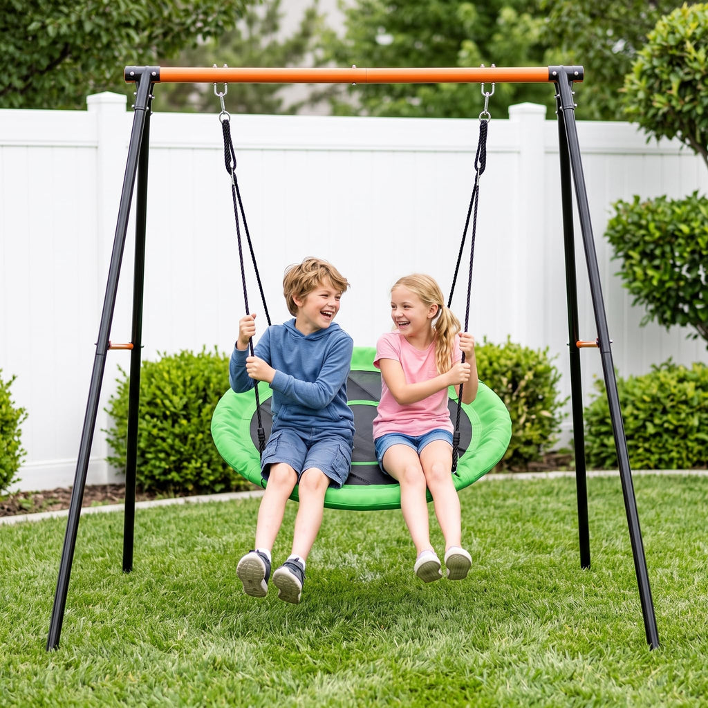 40 Inch Saucer Swing with Heavy Duty A-Frame Metal Stand