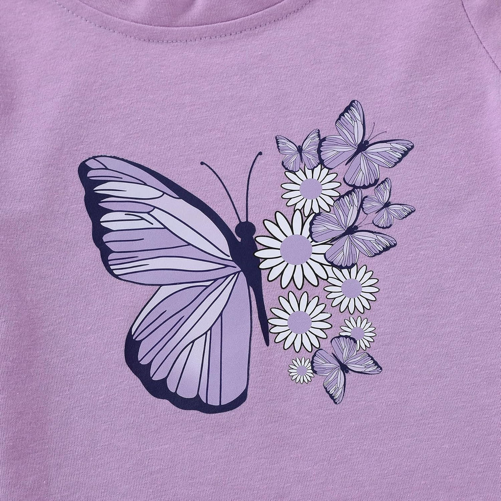 Toddler Baby Girls Summer Clothes Short Sleeve T-Shirt Shorts Set