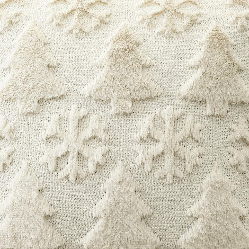 Christmas Throw Pillow Covers 20x20 Inch, Soft Plush Faux Fur Christmas Tree Snowflake Winter Holiday Xmas - Set of 2
