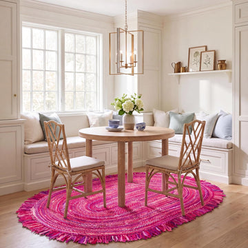 Braided Oval Rug 5x8, Pink & Fuchsia BRD451U