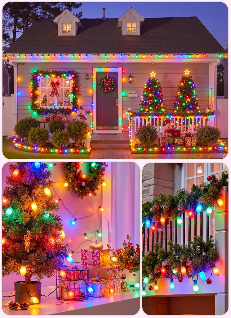 Vintage Christmas Lights Outdoor, 50Ft C9 String Lights with 50 LED Bulbs