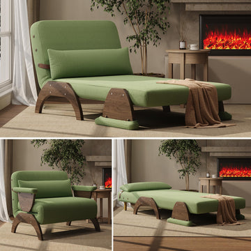 Convertible Sleeper Sofa Chair, 39" Corduroy Fold-Out Sofa Chair
