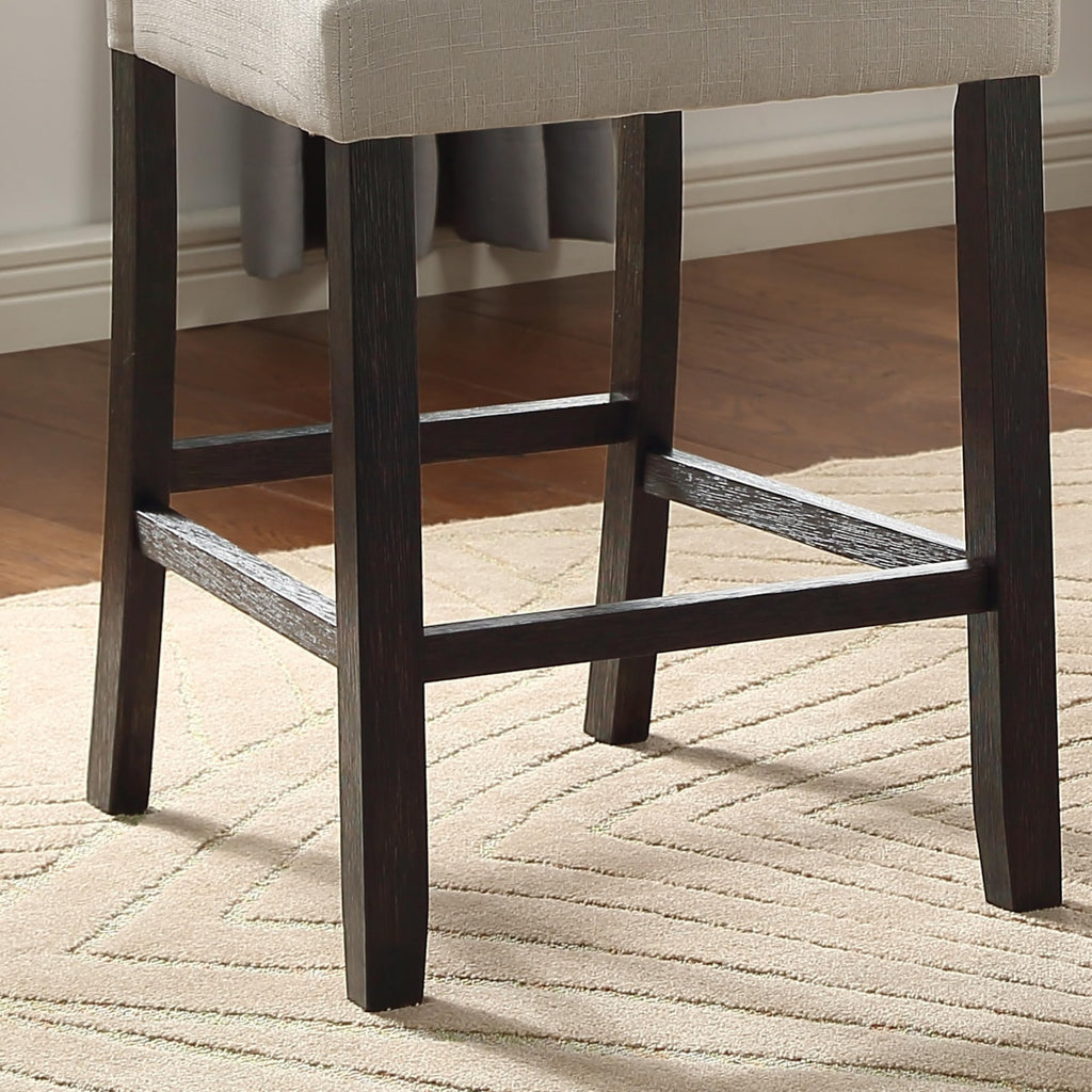 Hendley Solid Wood Tufted Counter Height Stools, Set of 2, Tan