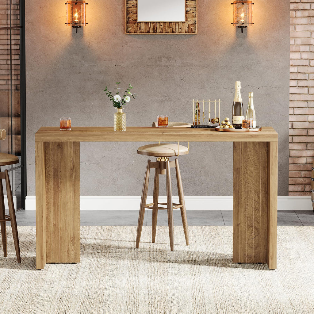 55.12-Inch Long Bar Table, Farmhouse Counter Height Pub Table