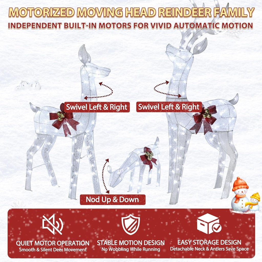 Motorized Outdoor Christmas Decoration Reindeer Family Set of 3