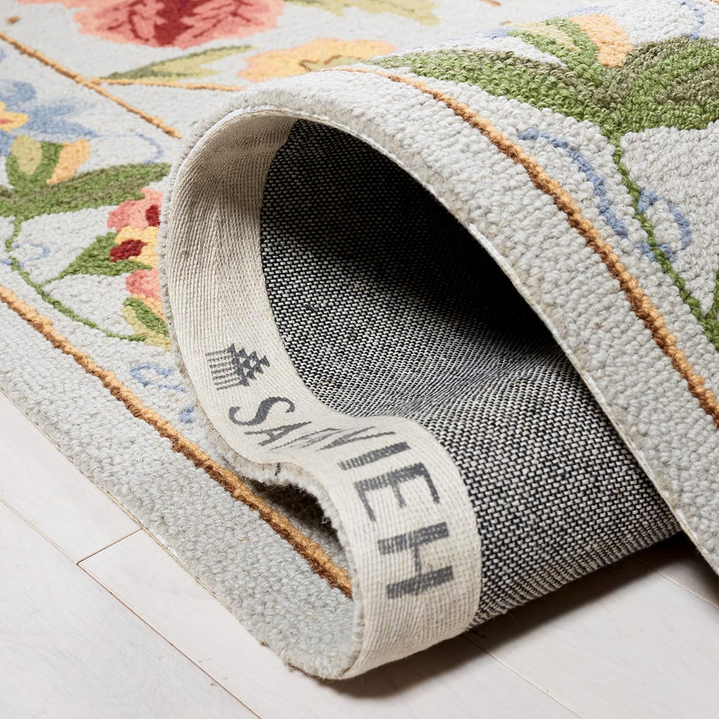 Chelsea Area Rug - 10' x 14', Grey, Handmade Wool, French Country Floral Design