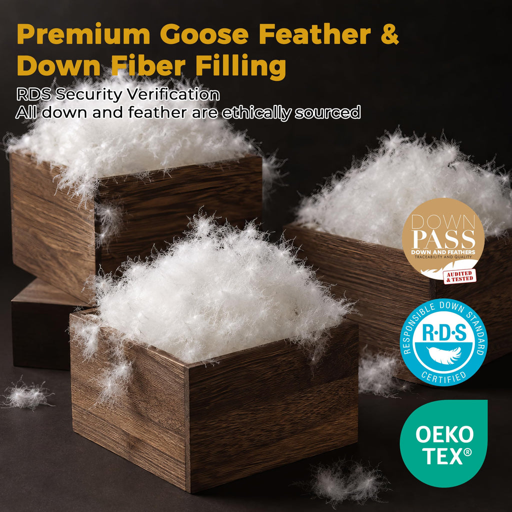 Goose Down Comforter Twin Size, All Season Duvet Insert with 100% Cotton Cover, Lightweight Bedding Comforter 68x90
