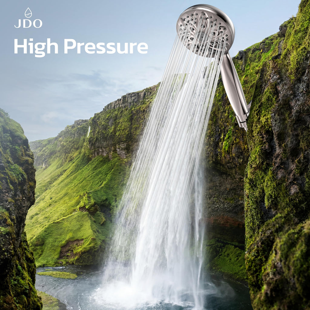 Handheld Shower Head, 6 Spray Settings, Brushed Nickel Finish