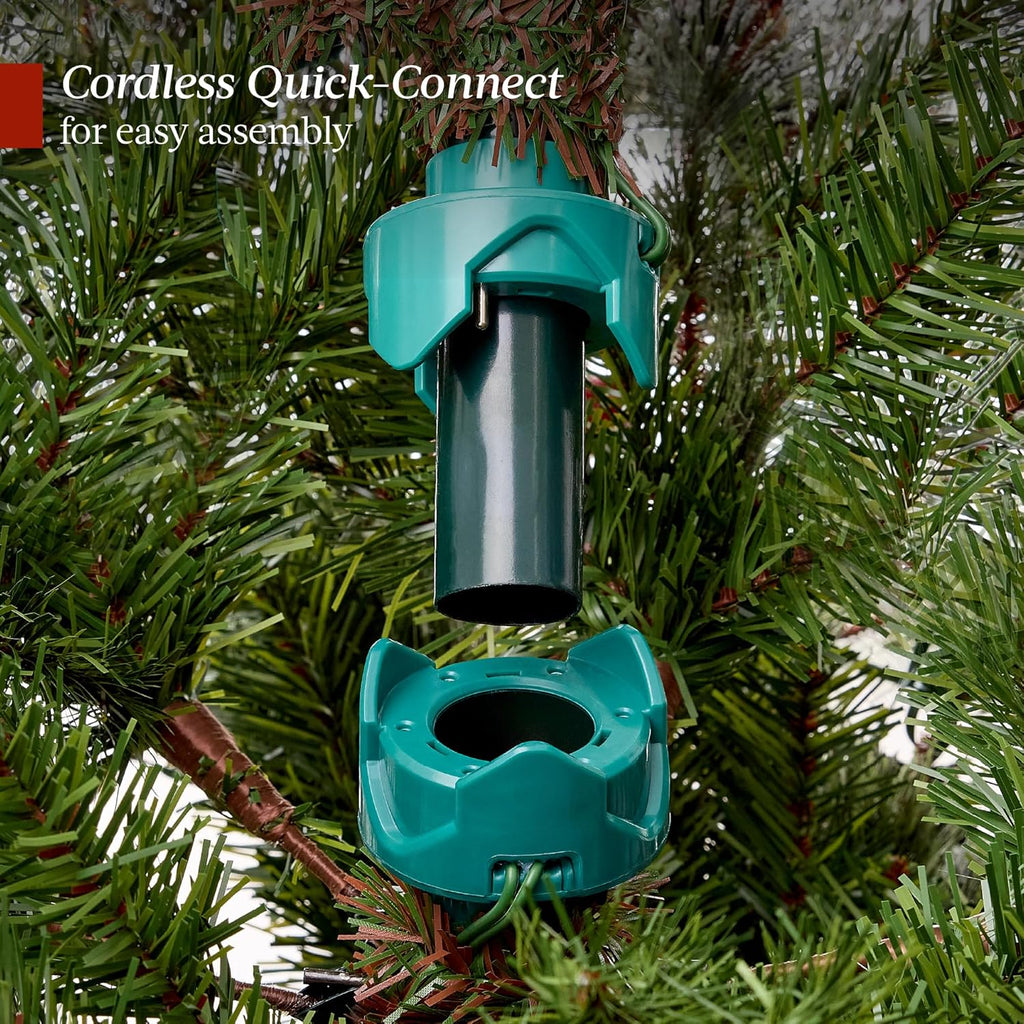 Pre-Lit Scotch Pine Christmas Tree, Premium Pre-Decorated Artificial Holiday Decor w/ 2,020 Branch Tips, 2-in-1