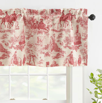 Toile Linen Lined Blackout Valance 1 Panel, W52xL18, Red