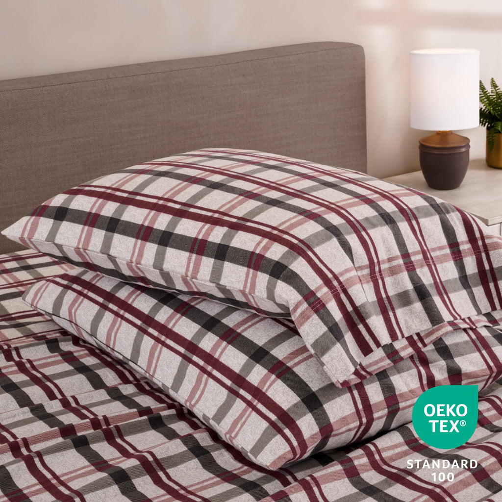Flannel Sheet Set Prints (Full, Nordic Plaid - Black)
