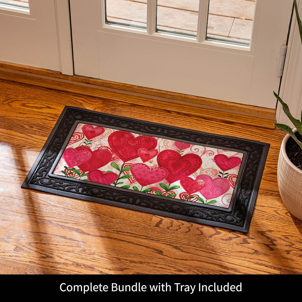 Sassafras Spring Holiday Doormat Insert Bundle & Tray Set of 5, Interchangeable Entrance Door mats Indoor and Outdoor