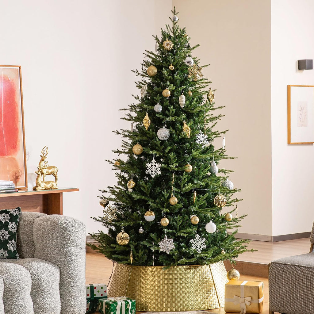 40.5" D Gold Metal Weave Tree Collar, Decorative Tree Stand Cover Tree Ring for Christmas Decor