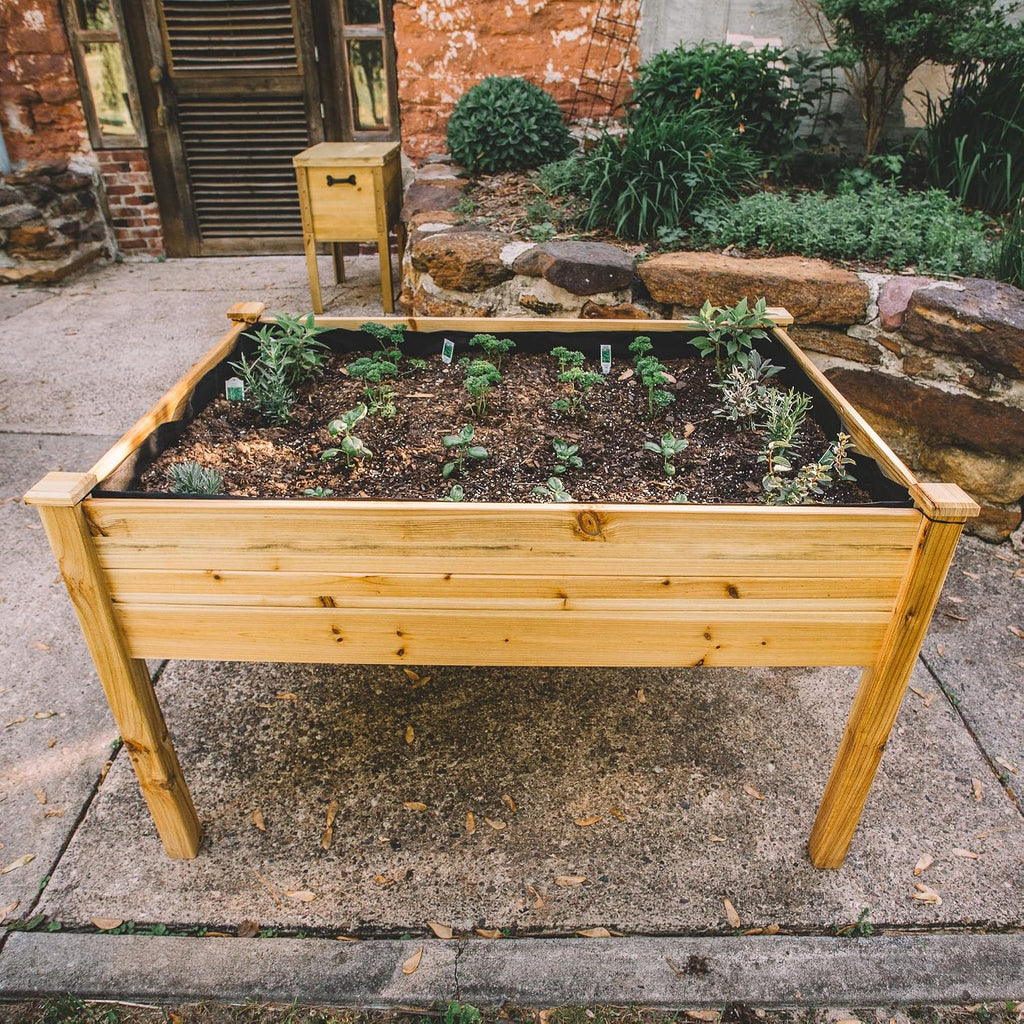 Expressions 48"x34" Raised Garden Bed - Elevated Wood Planter Box for Healthy Plant Growth, 440 lb Capacity - Natural